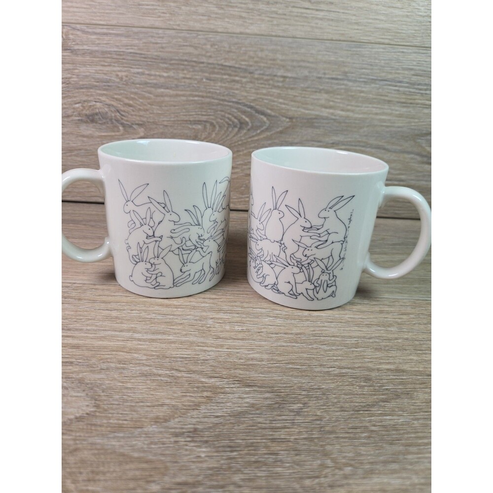 Set Of 2 VTG TAYLOR & NG Naughty Sexy Bunny Rabbits Mug Japan 1979 Adult Humor